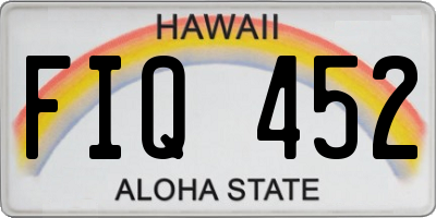 HI license plate FIQ452