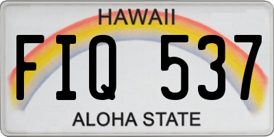 HI license plate FIQ537