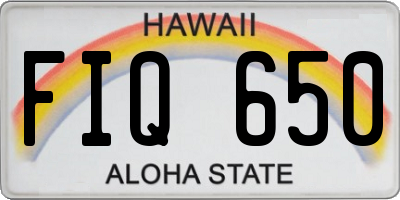 HI license plate FIQ650