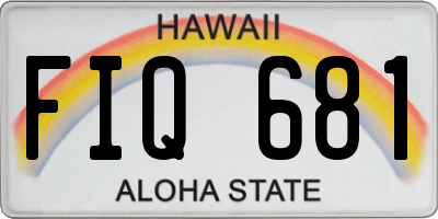 HI license plate FIQ681