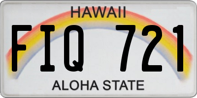 HI license plate FIQ721