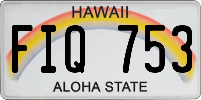 HI license plate FIQ753