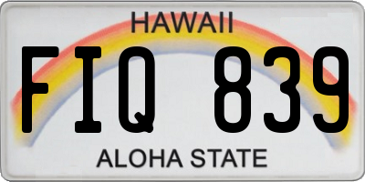 HI license plate FIQ839