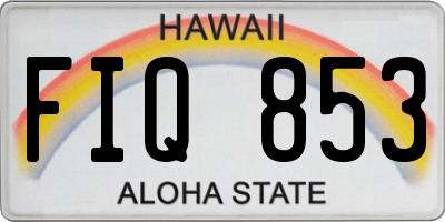 HI license plate FIQ853
