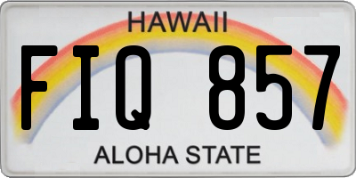 HI license plate FIQ857