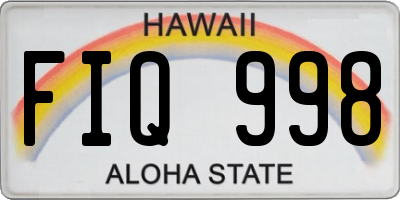 HI license plate FIQ998