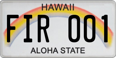 HI license plate FIR001