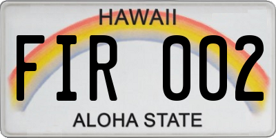 HI license plate FIR002