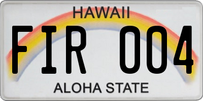 HI license plate FIR004