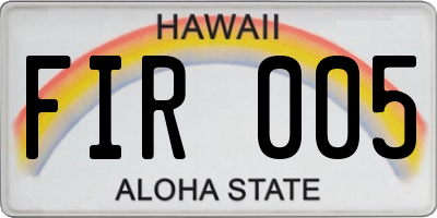 HI license plate FIR005