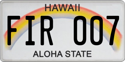 HI license plate FIR007