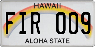 HI license plate FIR009