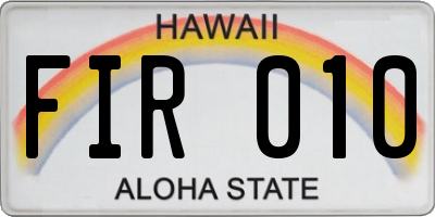 HI license plate FIR010