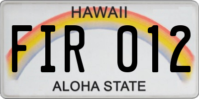 HI license plate FIR012