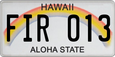 HI license plate FIR013