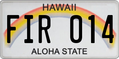 HI license plate FIR014