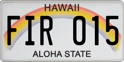 HI license plate FIR015