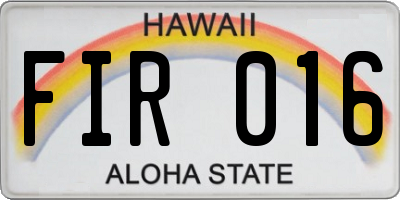 HI license plate FIR016