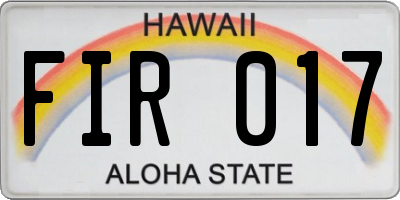 HI license plate FIR017