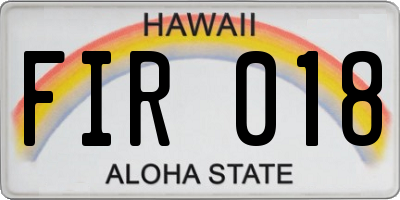 HI license plate FIR018