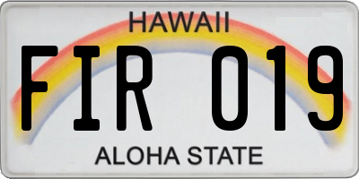 HI license plate FIR019