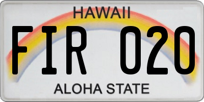HI license plate FIR020