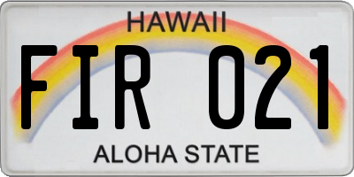 HI license plate FIR021