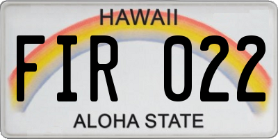 HI license plate FIR022