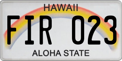 HI license plate FIR023