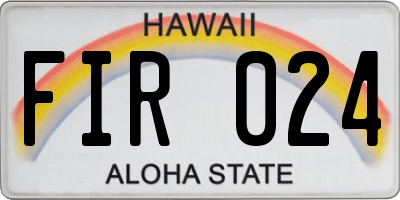 HI license plate FIR024