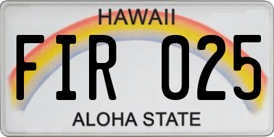 HI license plate FIR025