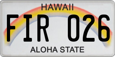 HI license plate FIR026