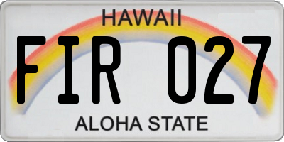 HI license plate FIR027