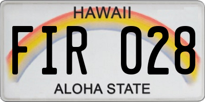 HI license plate FIR028