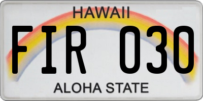 HI license plate FIR030