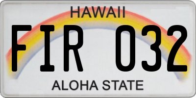 HI license plate FIR032