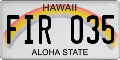 HI license plate FIR035