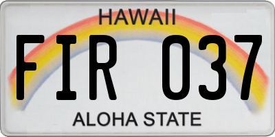 HI license plate FIR037