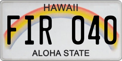 HI license plate FIR040