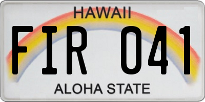 HI license plate FIR041