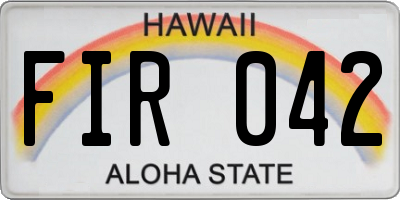 HI license plate FIR042