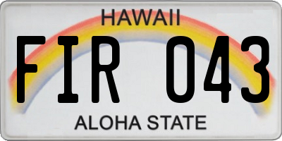 HI license plate FIR043