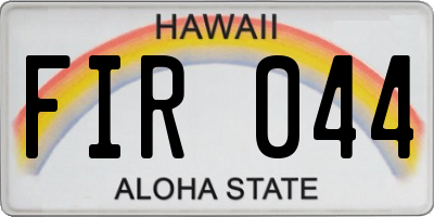 HI license plate FIR044