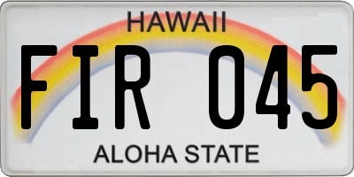 HI license plate FIR045