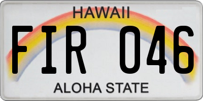 HI license plate FIR046