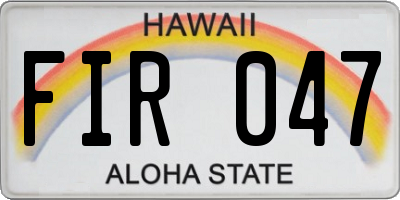 HI license plate FIR047