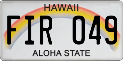 HI license plate FIR049