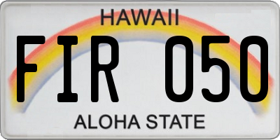 HI license plate FIR050