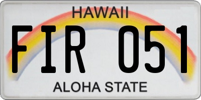 HI license plate FIR051