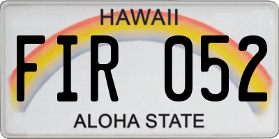 HI license plate FIR052